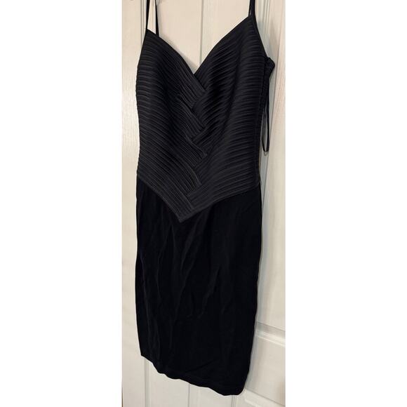 VINTAGE LILLIE RUBIN BLACK RIBBED BLACK MINI DRESS SZ S/M - Picture 1 of 5